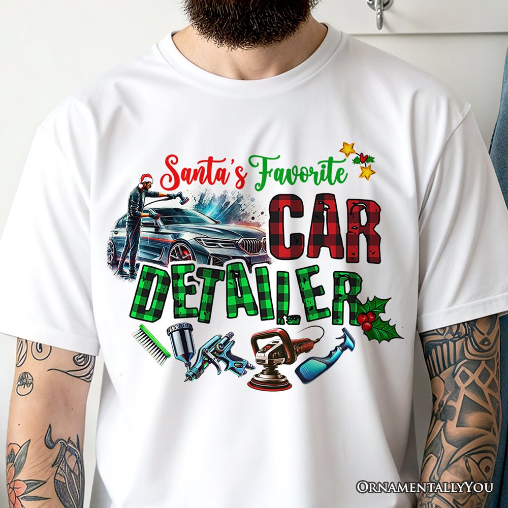 Santa’s Favorite Car Detailer T-Shirt, Christmas Auto Detailing Tee