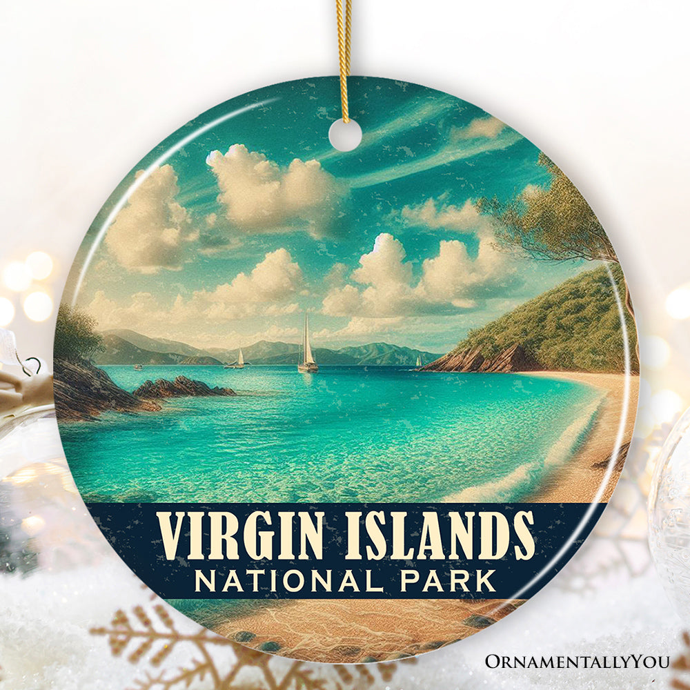 Tropical Virgin Islands National Park Ornament, Caribbean Coastal Paradise Christmas Gift and Ocean Escape Keepsake