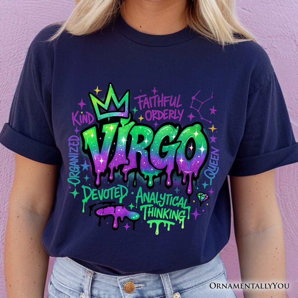 Virgo Graffiti Zodiac T-Shirt, Street Style Astrology Horoscope Tee