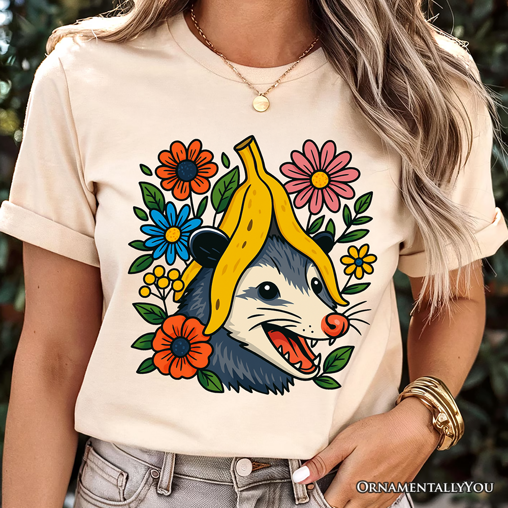 Banana Possum Floral T-Shirt, Funny Animal Tee