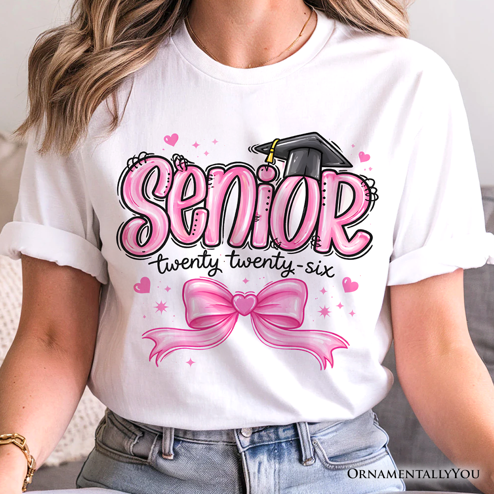 Pink Coquette Senior Class of 2026 T-Shirt, Graduation Tee