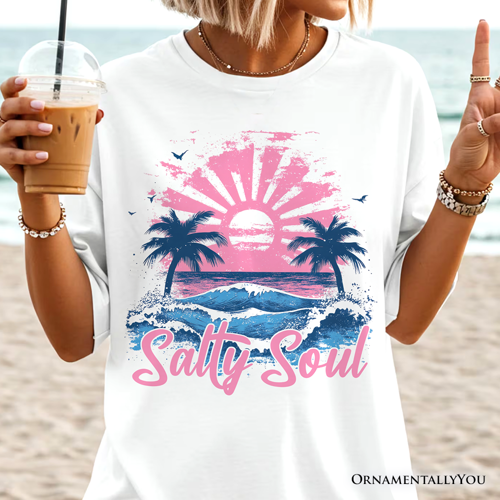 Vintage Salty Soul Beach T-Shirt, Retro Coastal Summer Tee