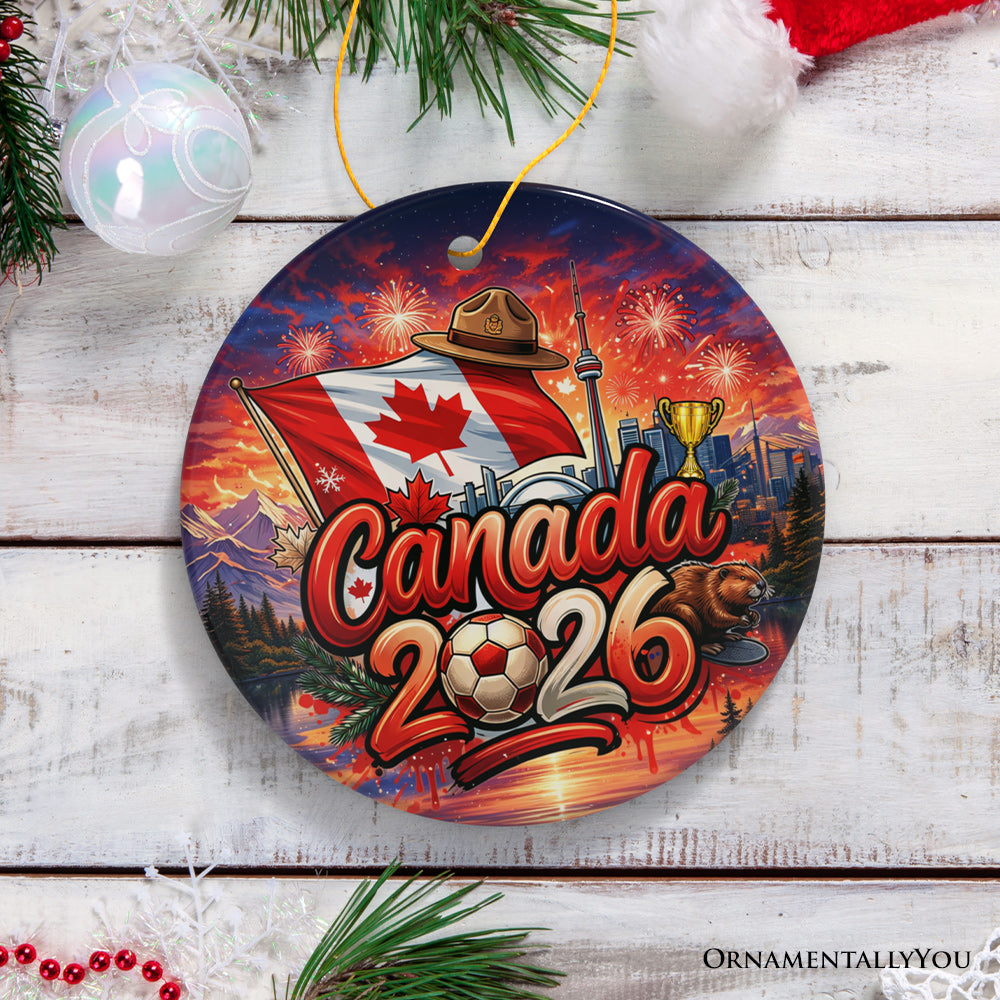 Canada 2026 Soccer Cup Global Championship Ornament, Fans Football Gift and Tree Decor