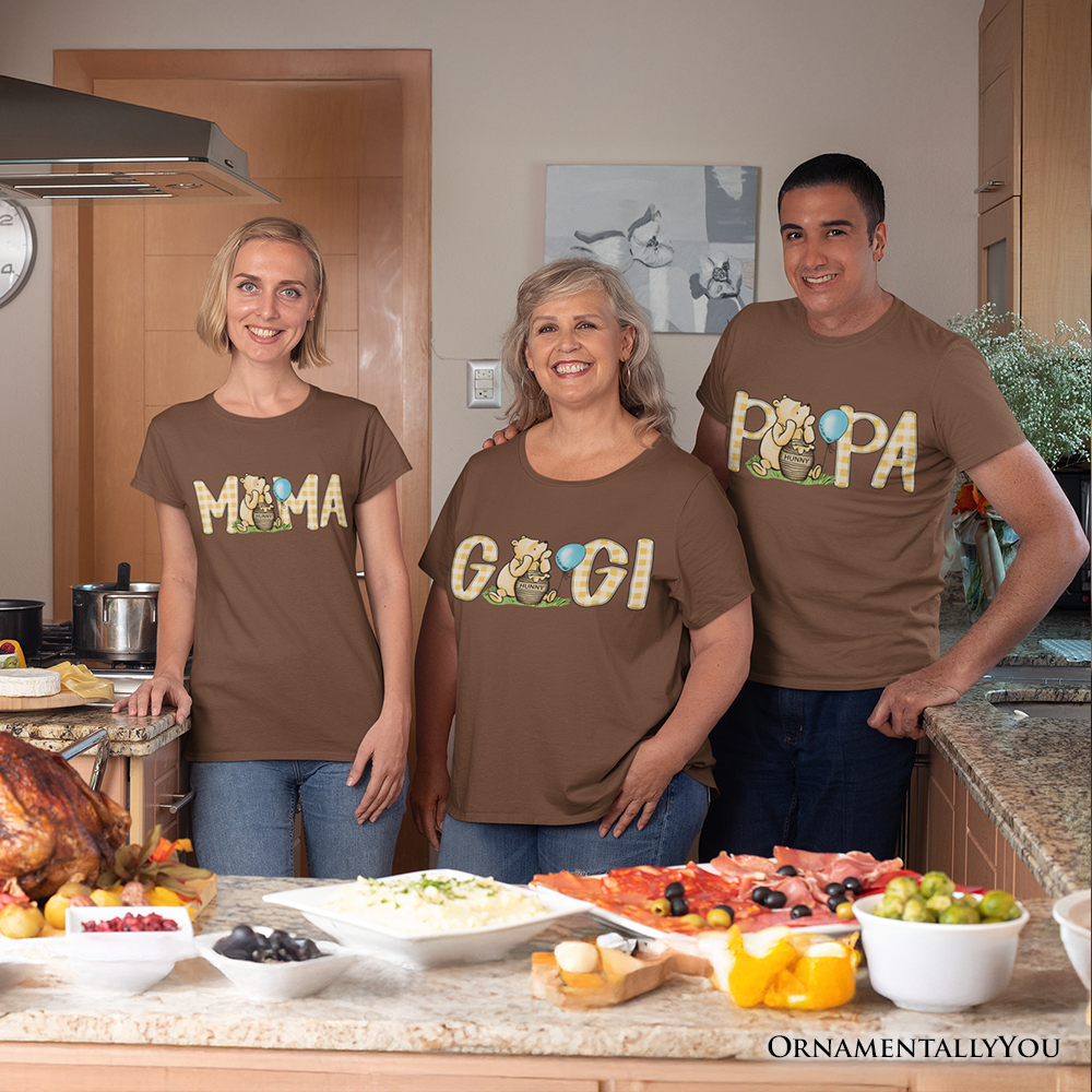 Gingham Papa Winnie-the-Pooh T-Shirt, 1926 A.A. Milne Dad Family Tee
