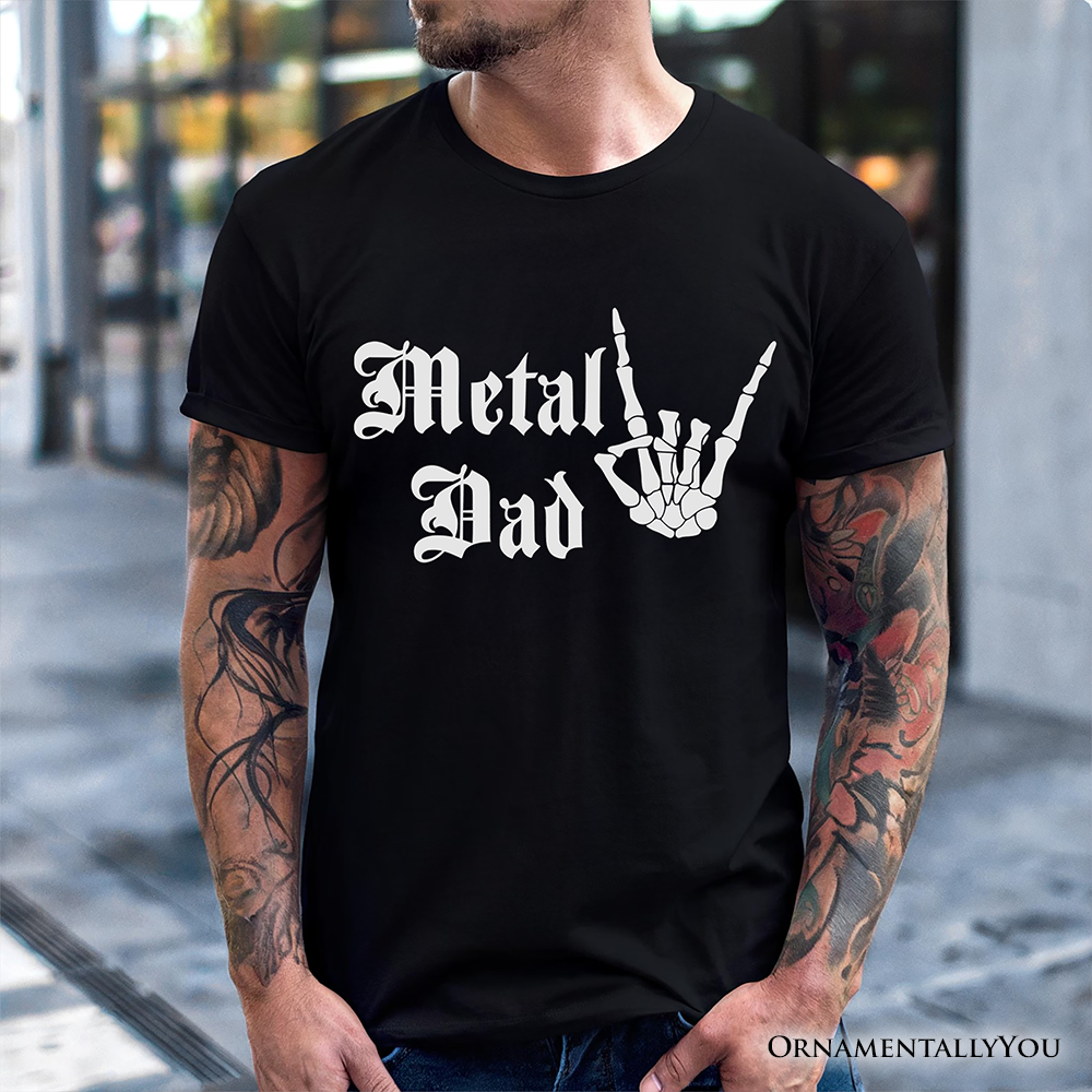 Metal Dad Skeleton T-Shirt, Rock Music Hand Sign Tee