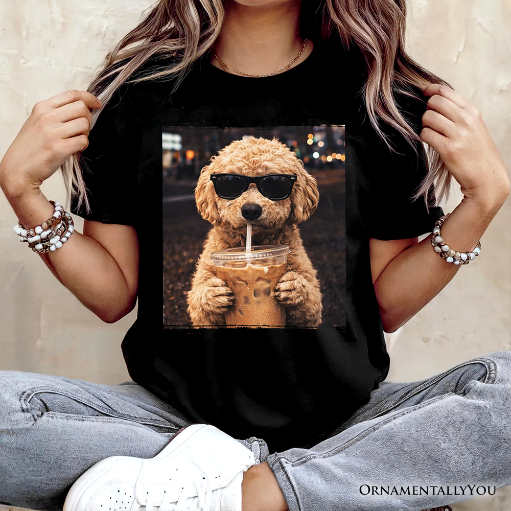 Poodle Shepherd Iced Coffee T-Shirt, Funny Dog Parents Tee