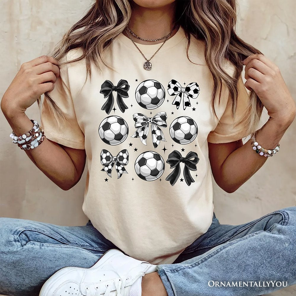 Soccer Balls Coquette Bows T-Shirt, Sports Mom Tee