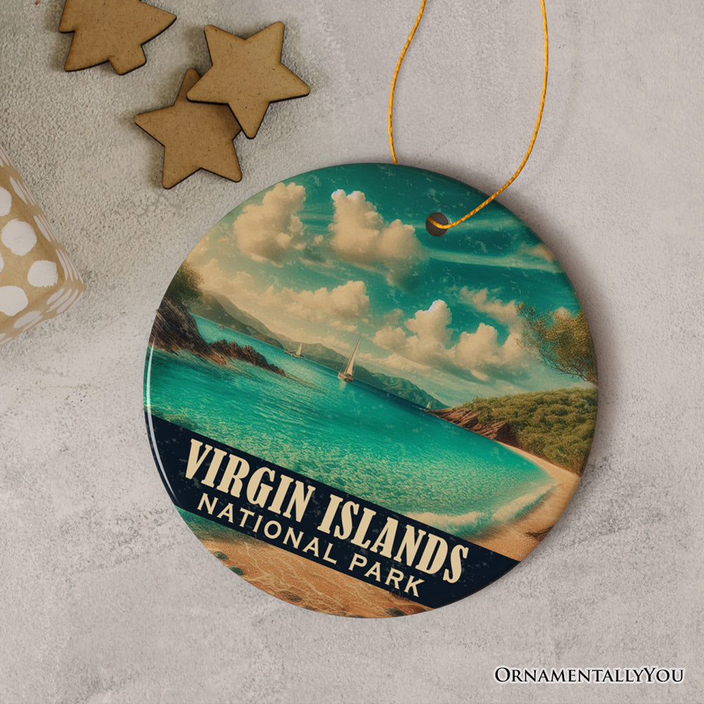 Tropical Virgin Islands National Park Ornament, Caribbean Coastal Paradise Christmas Gift and Ocean Escape Keepsake