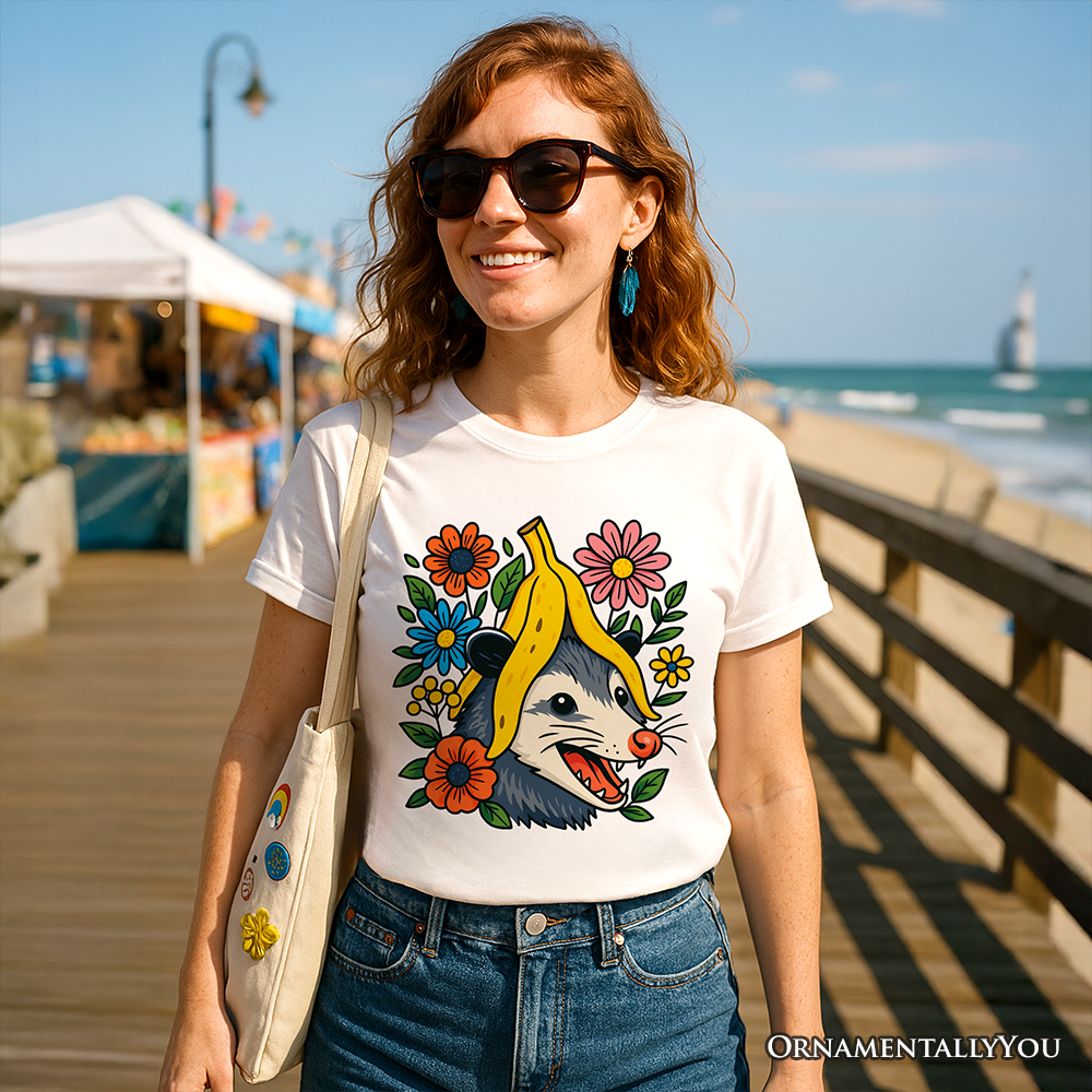 Banana Possum Floral T-Shirt, Funny Animal Tee