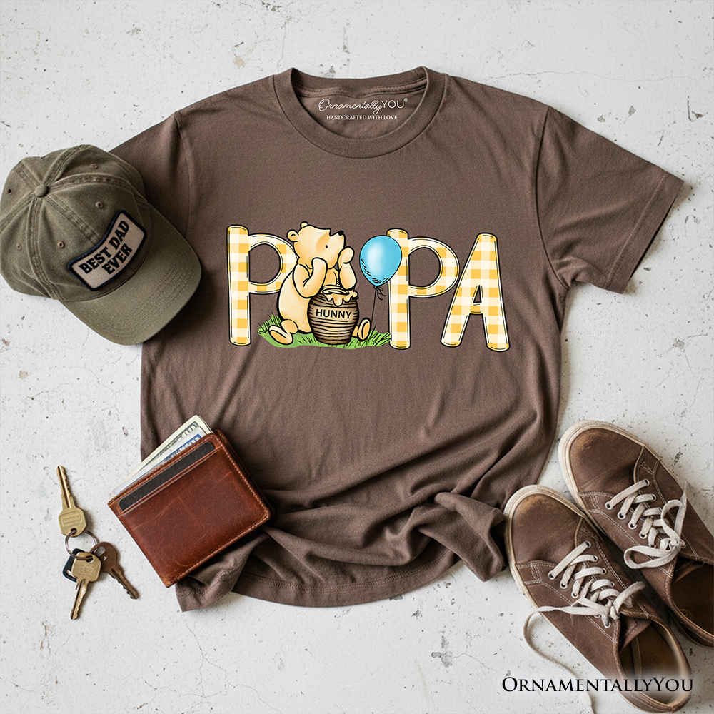 Gingham Papa Winnie-the-Pooh T-Shirt, 1926 A.A. Milne Dad Family Tee