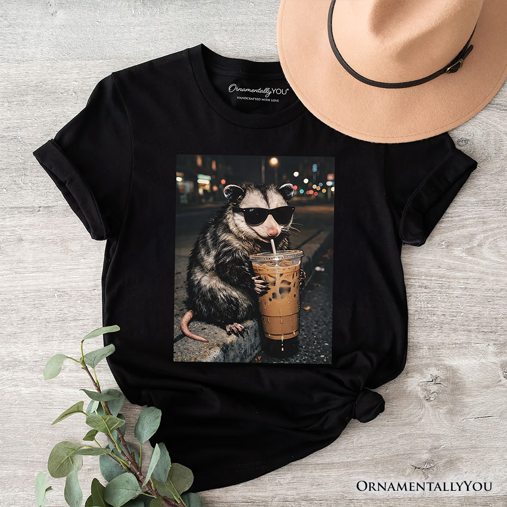 Iced Coffee Opossum T-Shirt, Funny Animal Meme Tee