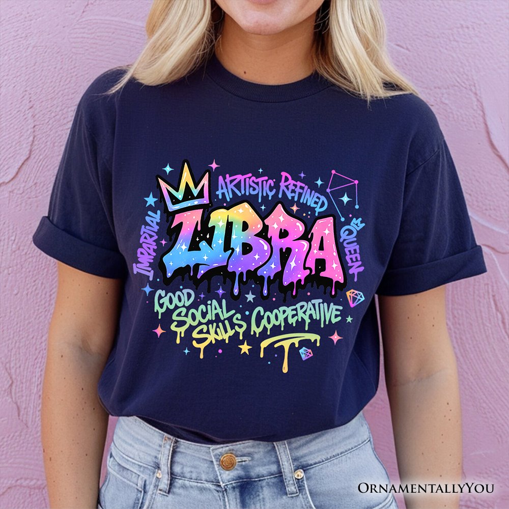 Libra Graffiti Zodiac T-Shirt, Street Style Astrology Horoscope Tee