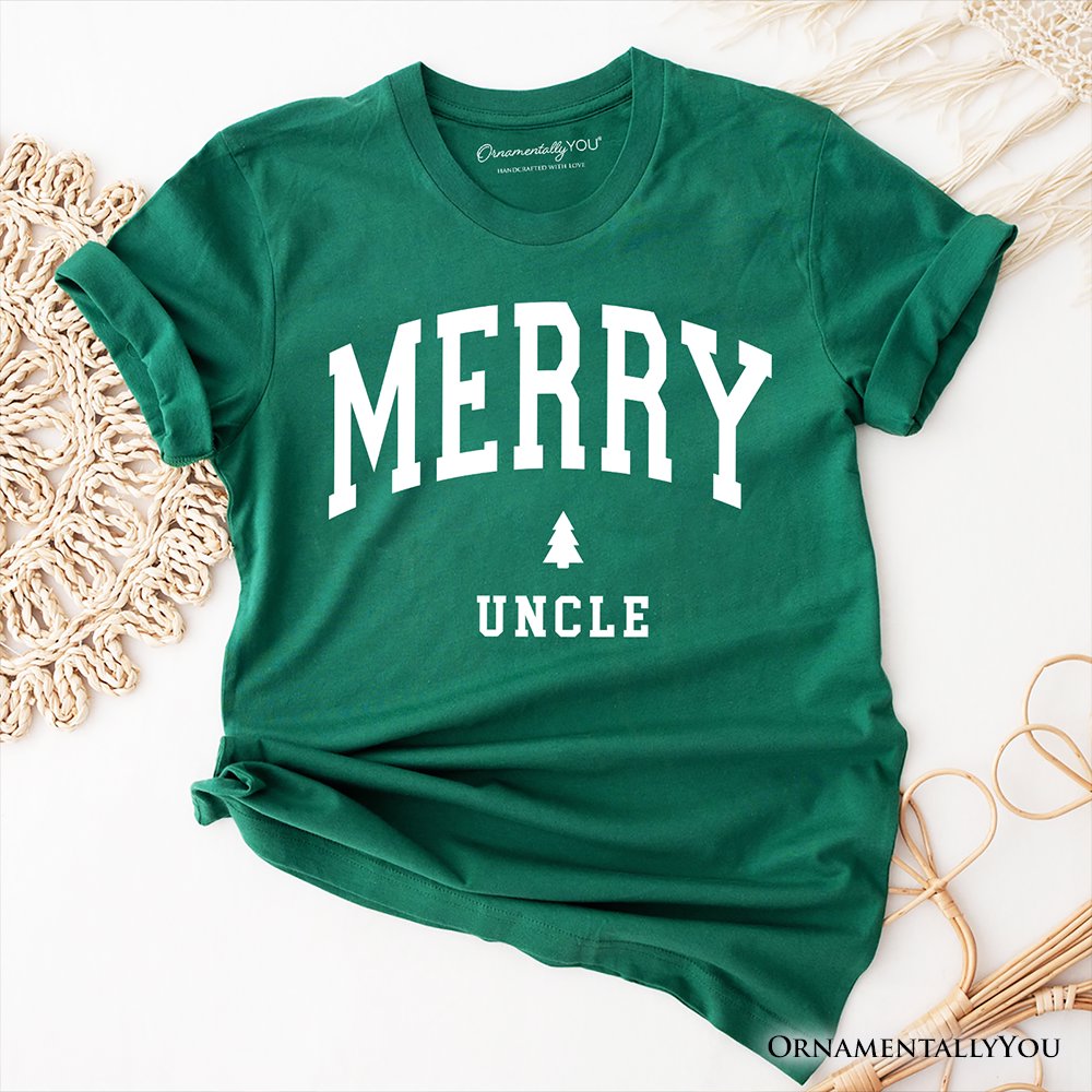 Merry Uncle Retro Christmas T-Shirt, Matching Family Holiday Tee