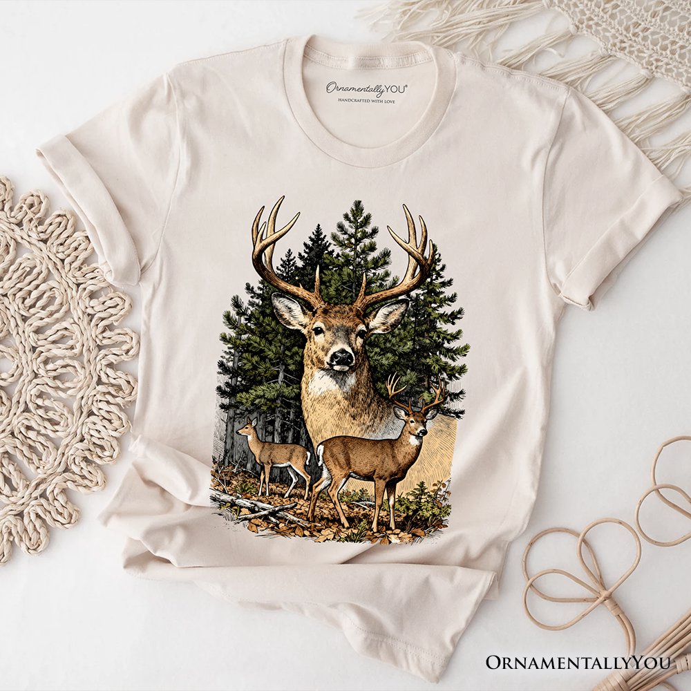 Forest Deers Vintage Grunge T-Shirt, Retro Hunter Tee