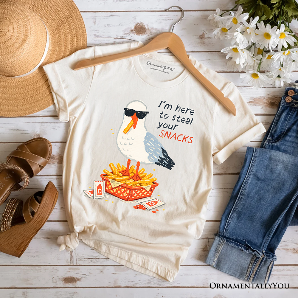 I'm Here To Steal Your Snacks Seagull T-Shirt, Funny Summer Beach Tee