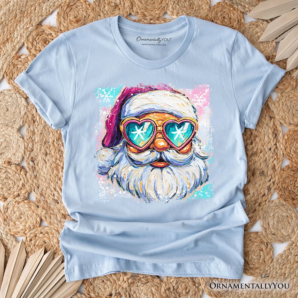 Merry Christmas Santa Sunglasses Christmas T-Shirt, Funky Retro Holiday Tee
