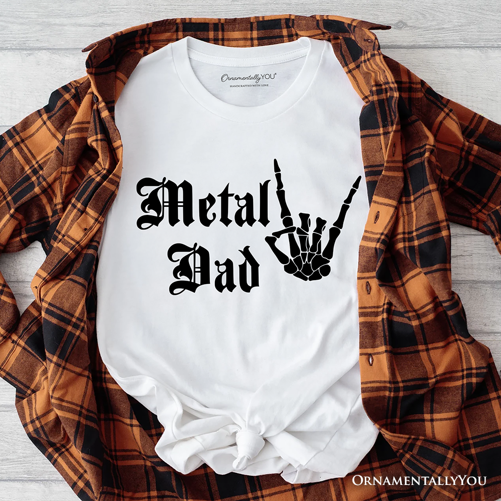 Metal Dad Skeleton T-Shirt, Rock Music Hand Sign Tee