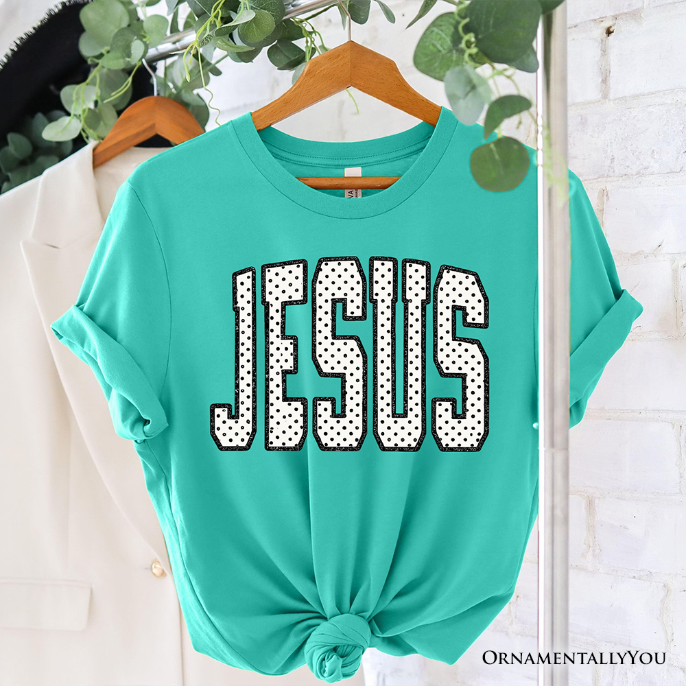 Jesus Polka Dot Christian Varsity T-Shirt, Cute Faith Tee