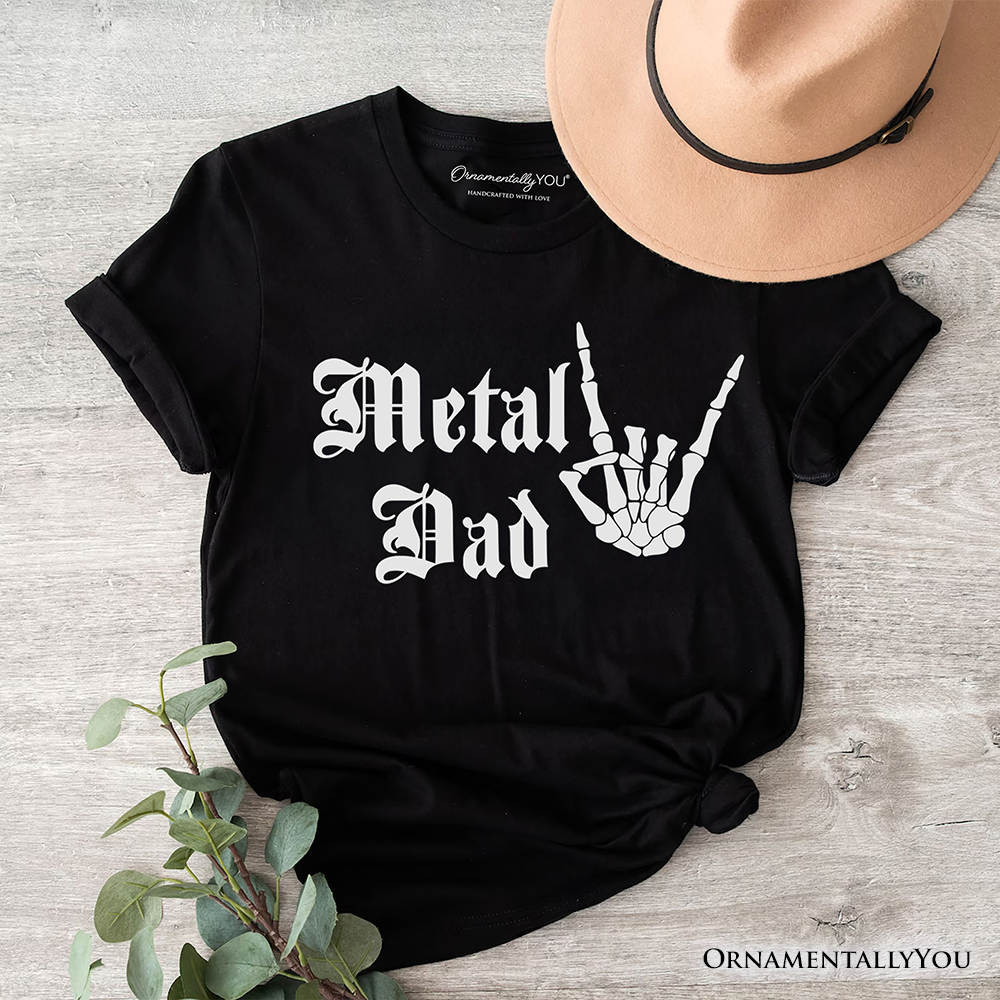 Metal Dad Skeleton T-Shirt, Rock Music Hand Sign Tee