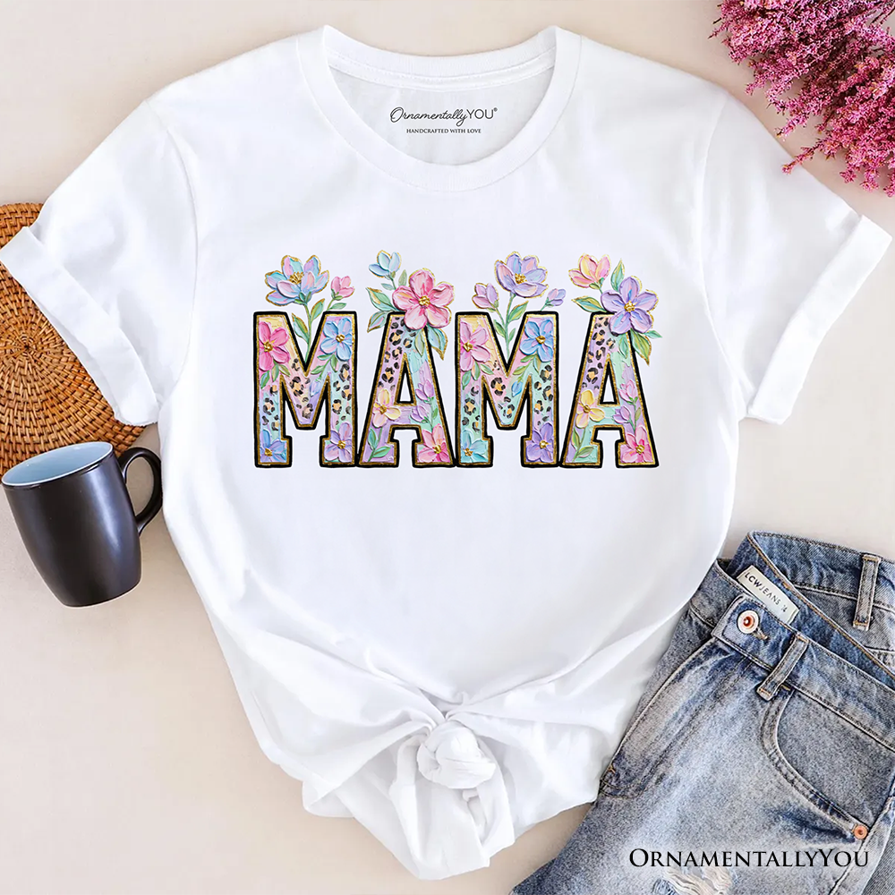Wildflower Mama Floral Printed Faux Oil Paint T-Shirt, Mother's Day Tee