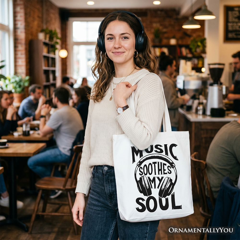 Music Soothes My Soul Tote Bag, Festival Concert Gift Shopper