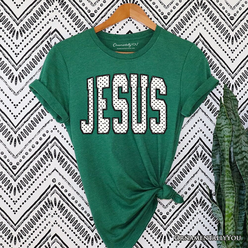 Jesus Polka Dot Christian Varsity T-Shirt, Cute Faith Tee