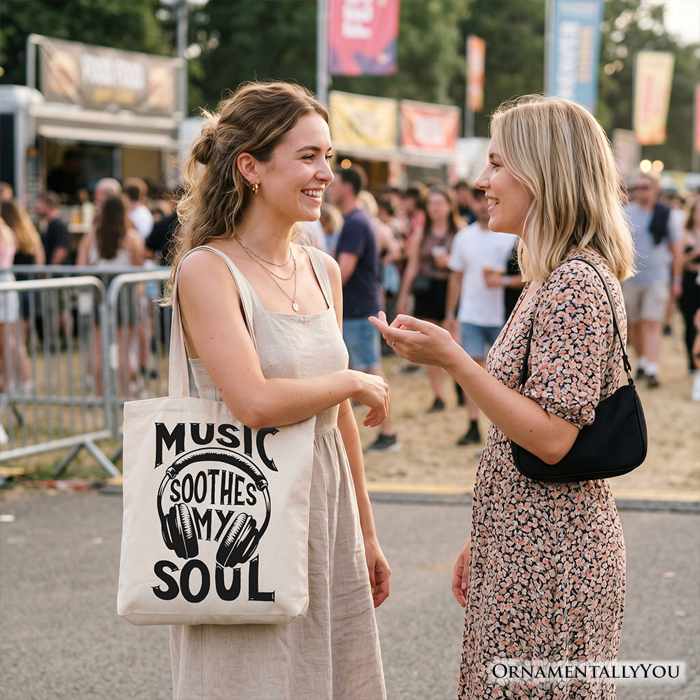 Music Soothes My Soul Tote Bag, Festival Concert Gift Shopper