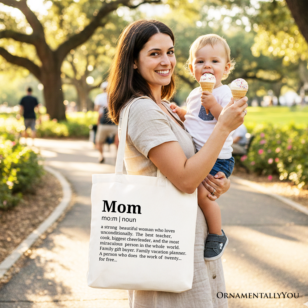 Mom Definition Canvas Tote Bag, Funny Mothers Day Gift Shopper
