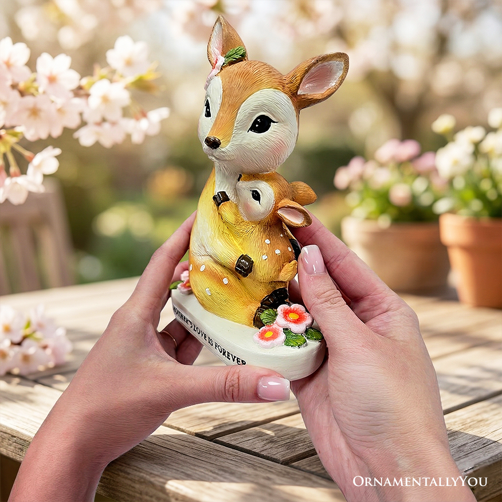 Mother's Love Sentimental Deer and Fawn Figurine, 7" Tabletop Statue and Encouraging Gift for Mom