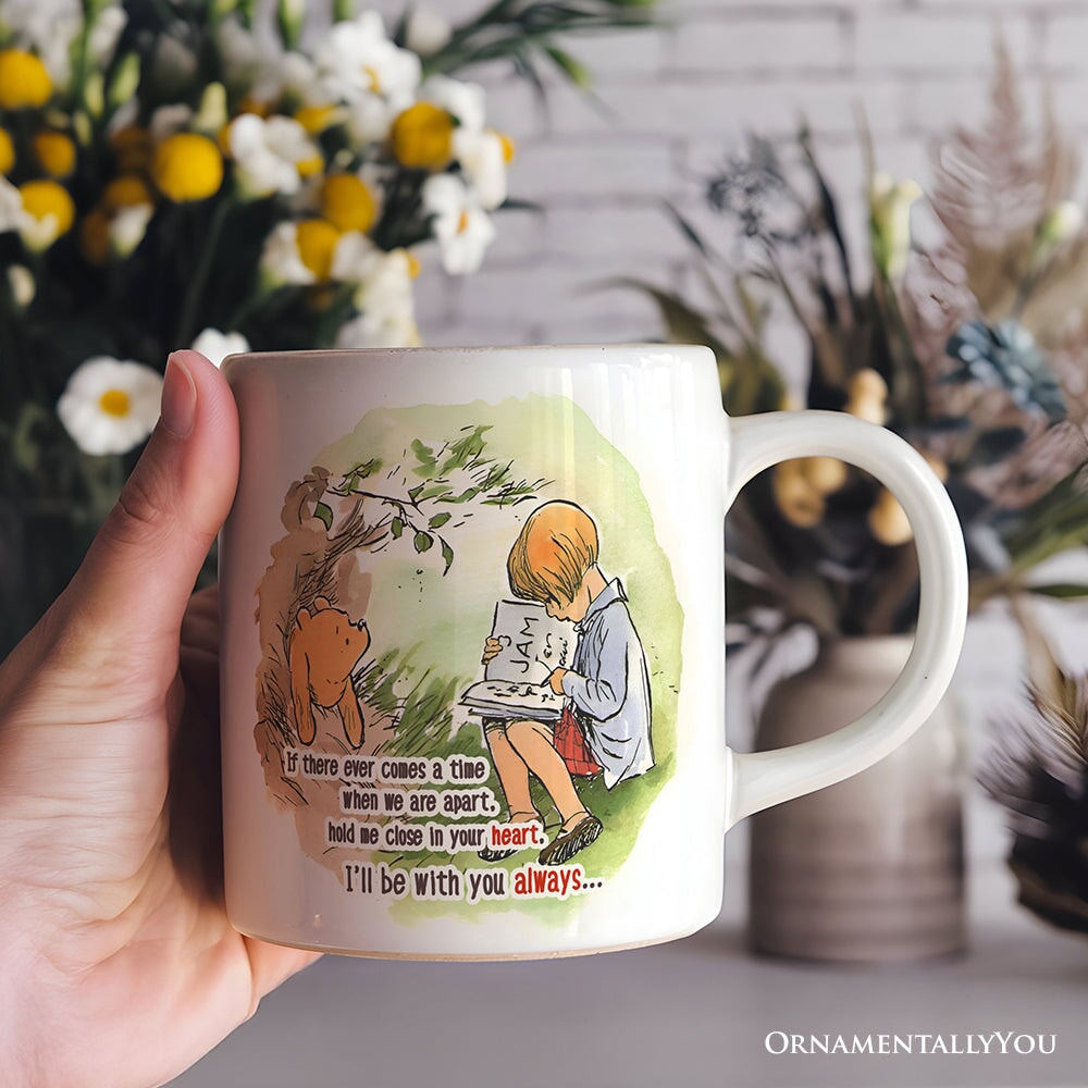 If We're Apart Keep Me in Your Heart Winnie-the-Pooh Personalized Mug, 1926 A.A. Milne Gift with Custom Name