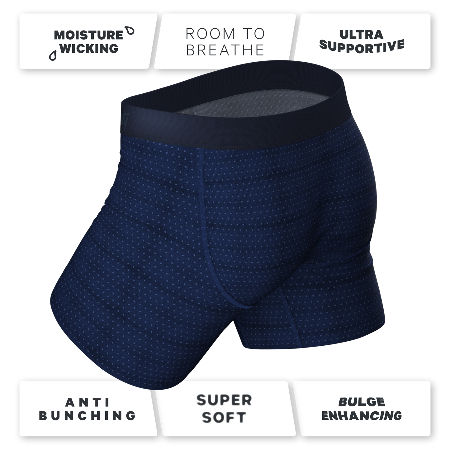 The Forget Me Not | Navy Dot Ball Hammock® Pouch Underwear