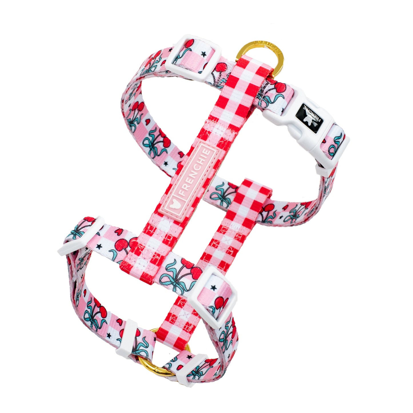 Frenchie Strap Harness - Cherries Red