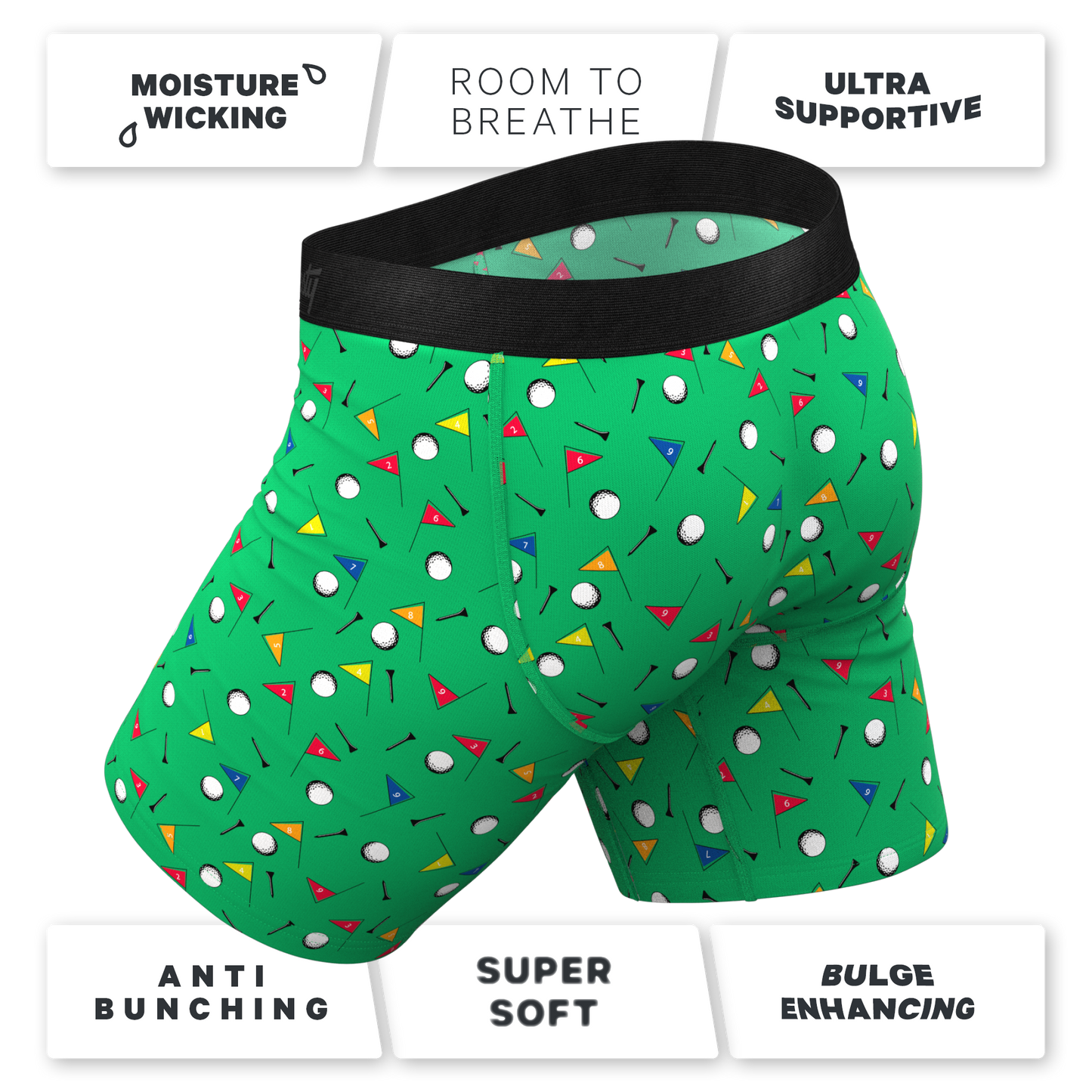 The Front Nine | Golf Ball Long Leg Ball Hammock® Pouch Underwear With Fly