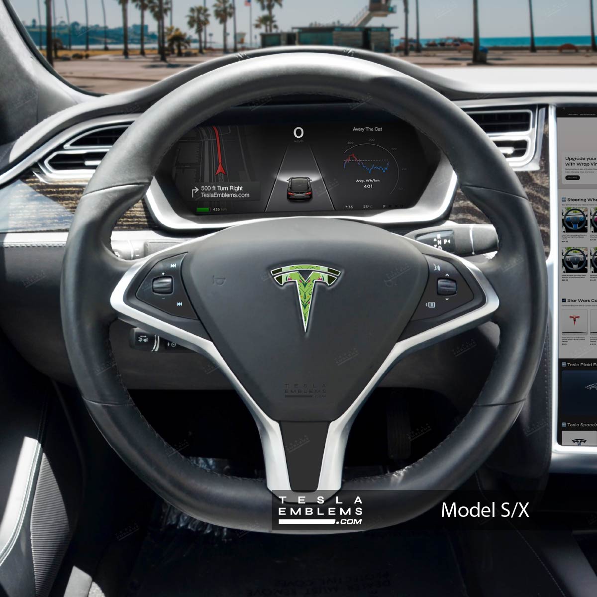 Frozen Anna Tesla Steering Wheel Emblem Decal | Model S