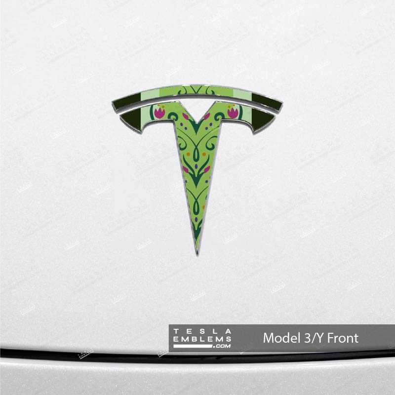 Frozen Anna Tesla Emblem Decals (Front + Back) | Model Y