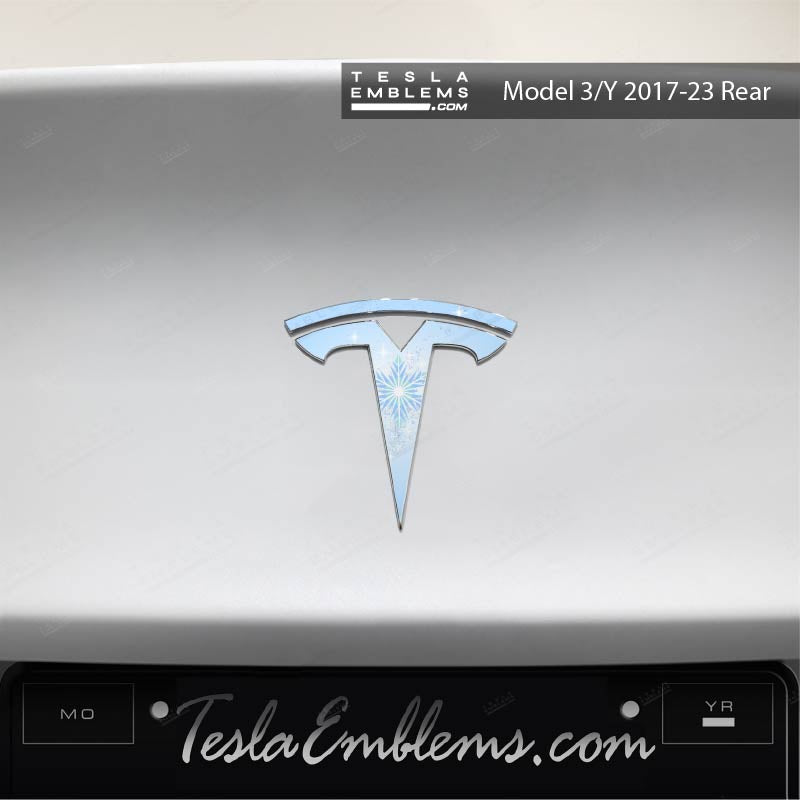 Frozen Elsa Tesla Emblem Decals (Front + Back) | Model 3