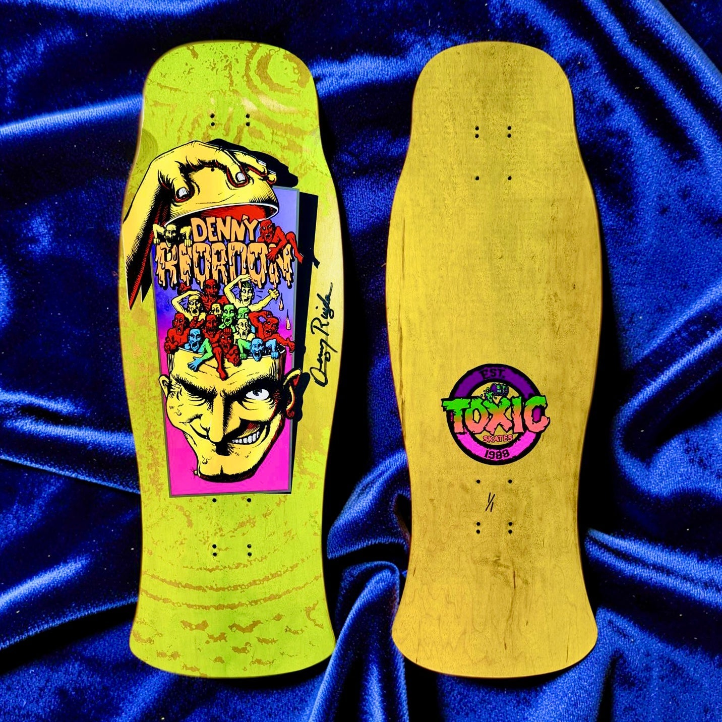 Denny Riordon Men-in-the-Head ONE OF A KIND 10.6”x32” HAND-PAINTED & AUTOGRAPHED Deck (1 of )