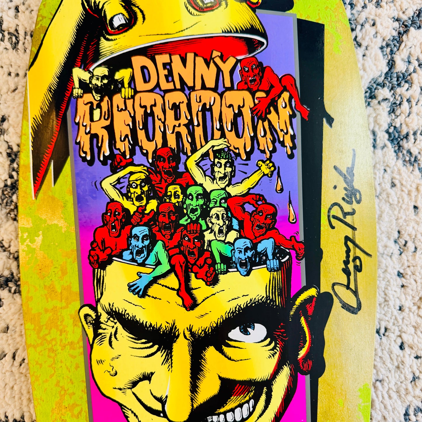 Denny Riordon Men-in-the-Head ONE OF A KIND 10.6”x32” HAND-PAINTED & AUTOGRAPHED Deck (1 of )