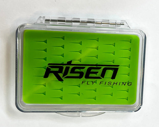 Mini fly box with green silicone insert