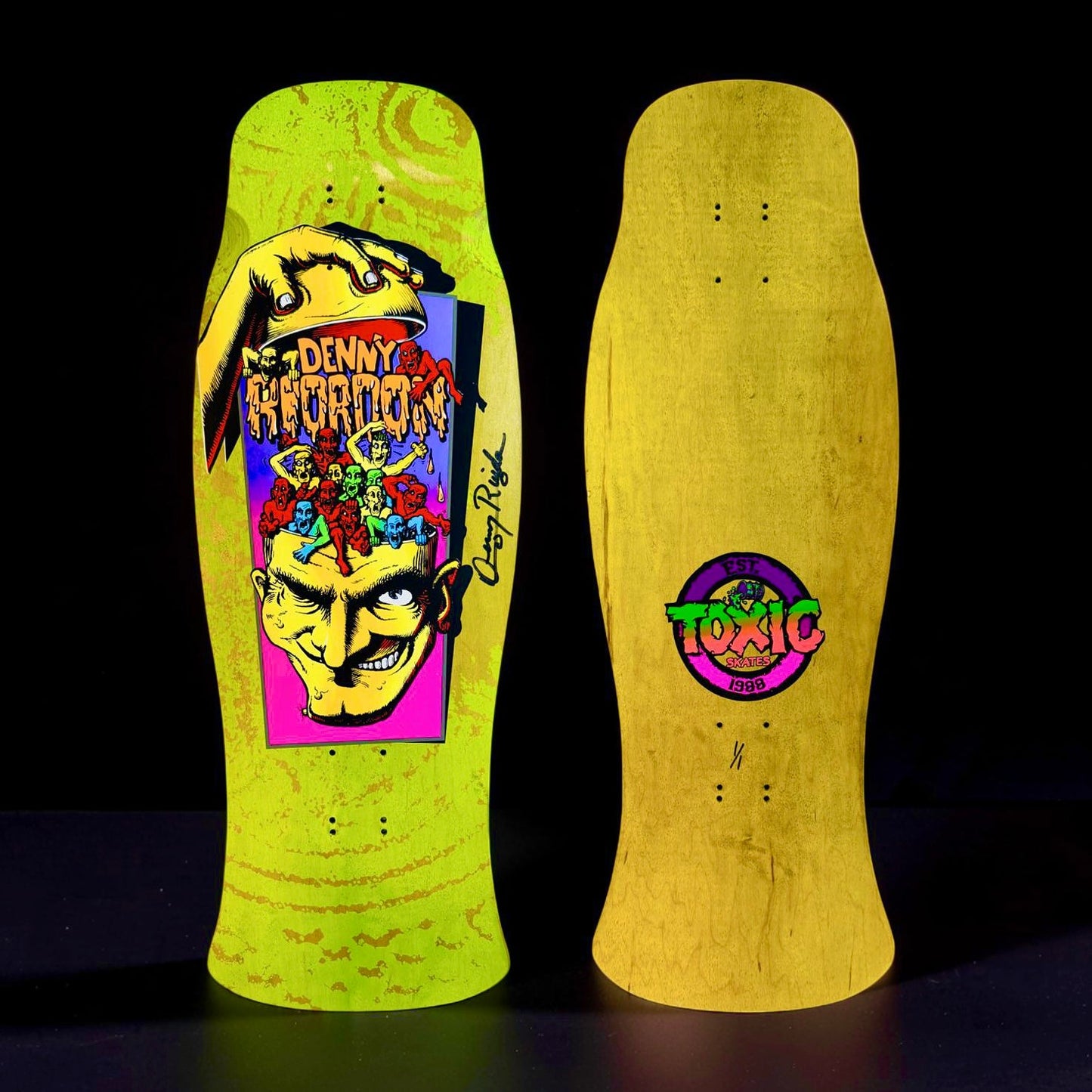 Denny Riordon Men-in-the-Head ONE OF A KIND 10.6”x32” HAND-PAINTED & AUTOGRAPHED Deck (1 of )