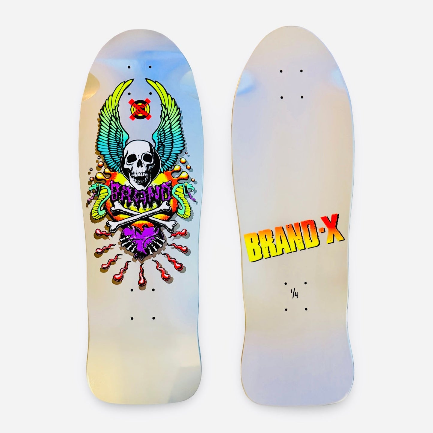 X-Con Limited Edition, Metallic Silver, HAND-PAINTED 10"x30" Deck (1 of 4)