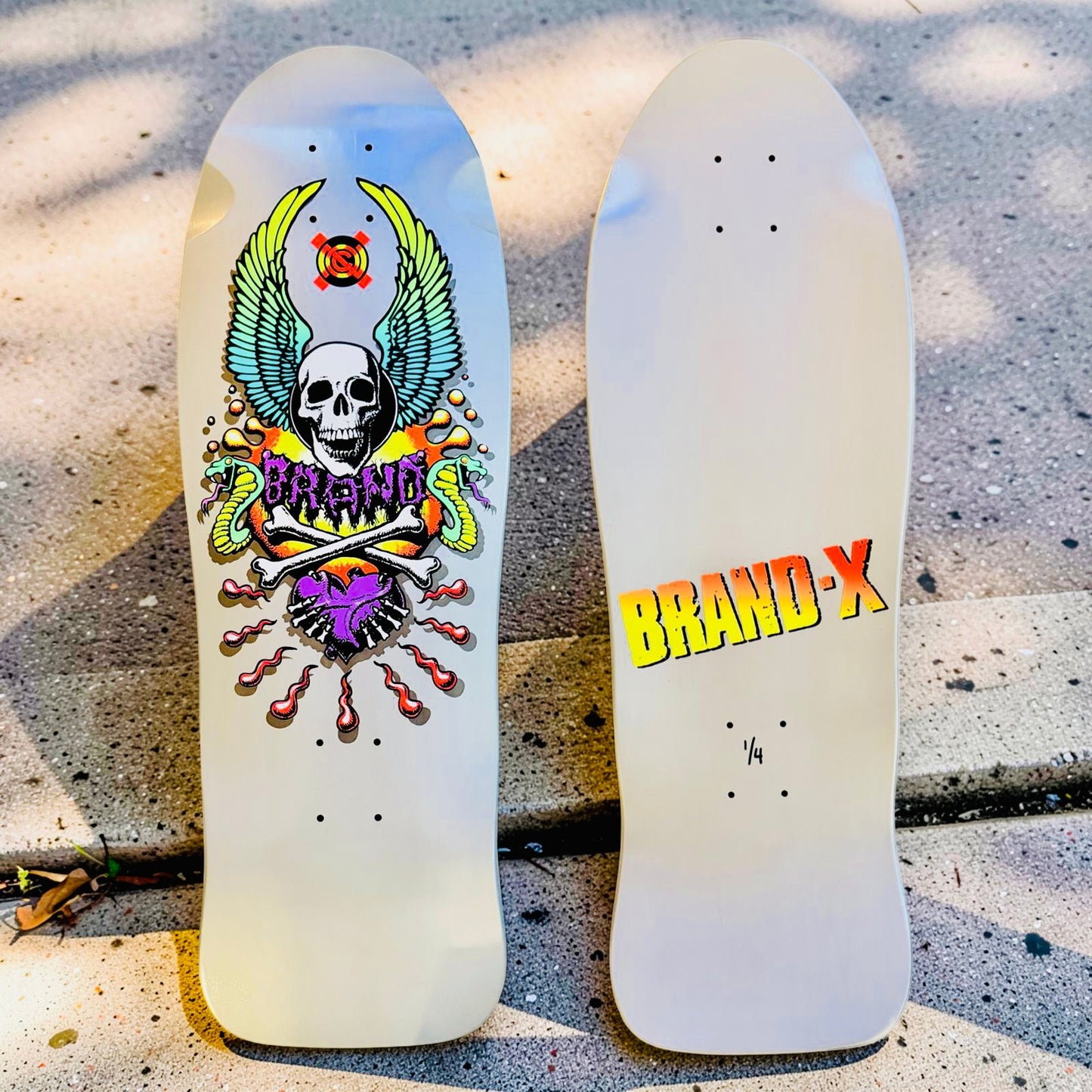 X-Con Limited Edition, Metallic Silver, HAND-PAINTED 10"x30" Deck (1 of 4)