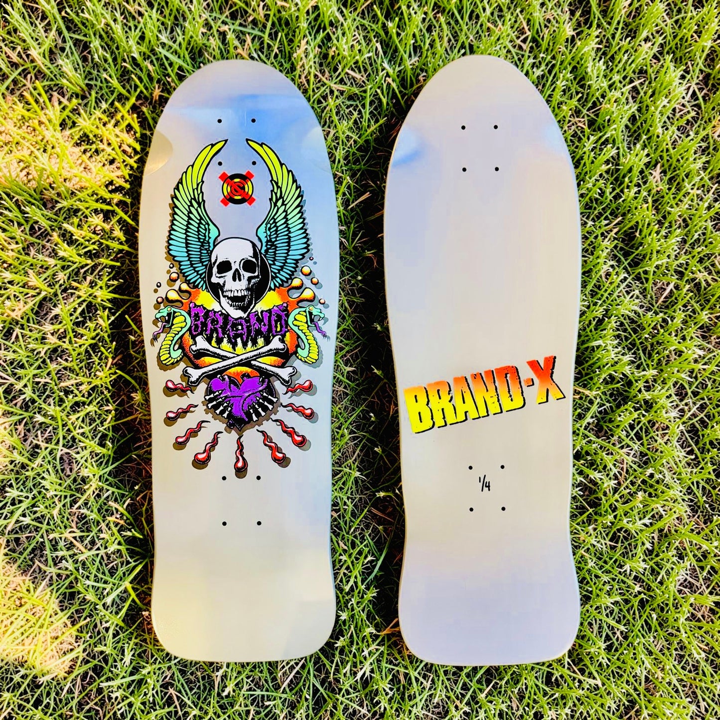 X-Con Limited Edition, Metallic Silver, HAND-PAINTED 10"x30" Deck (1 of 4)