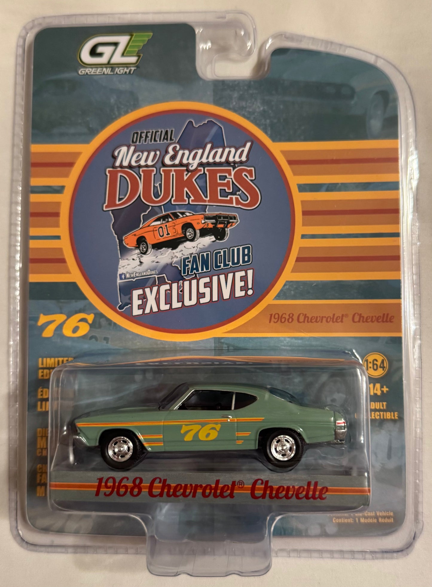 1:64 1968 Chevy Chevelle #76 Race Car New England Dukes Exclusive Greenlight