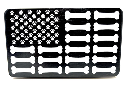 American Flag with Dogbones and Paws Hitch Cover