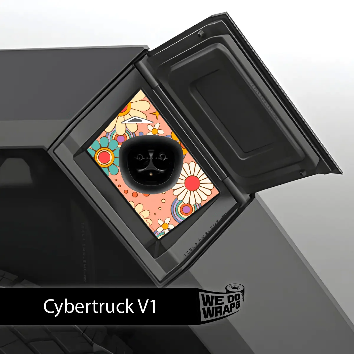 Funky Florals Tesla Charge Port Wrap | Cybertruck