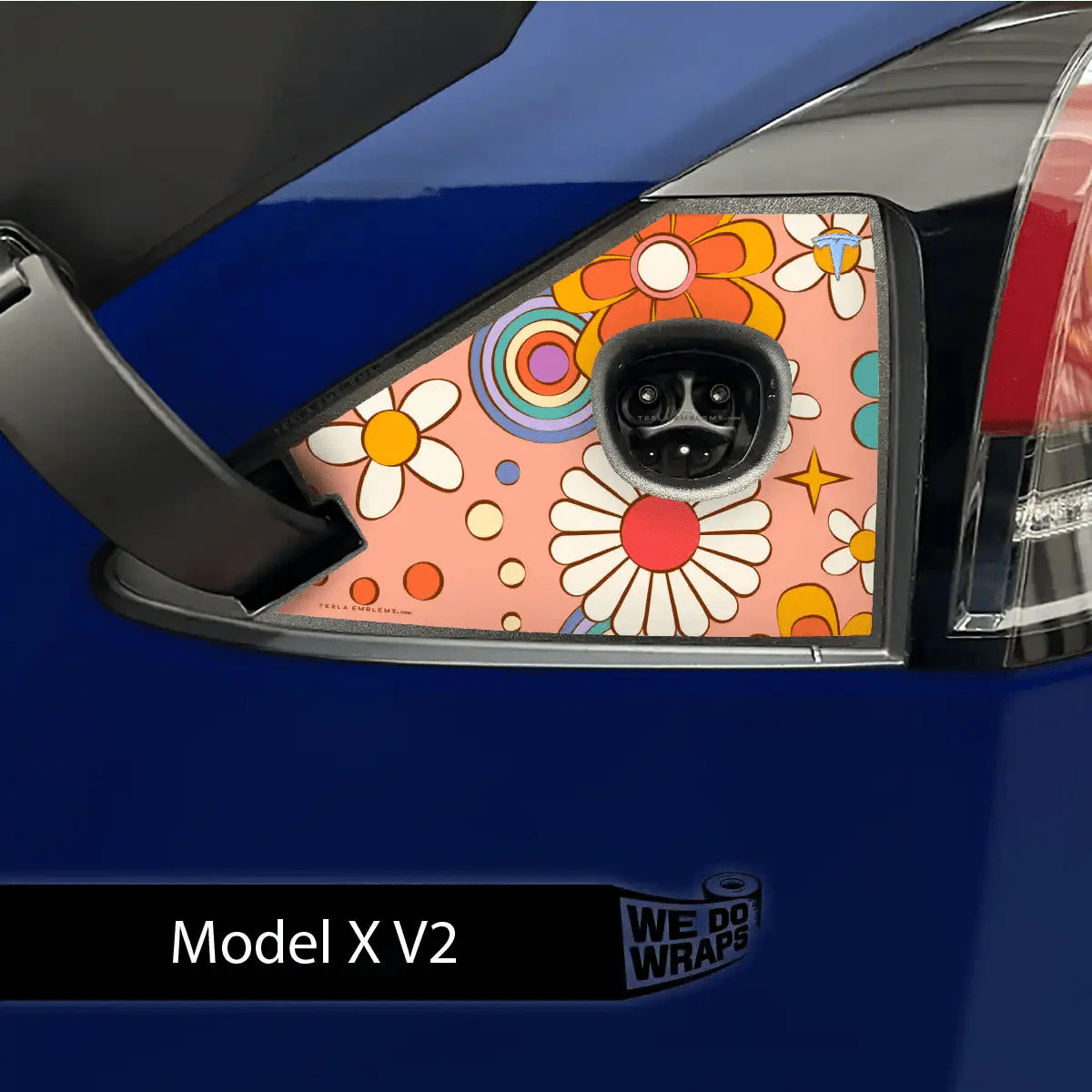 Funky Florals Tesla Charge Port Wrap | Model X