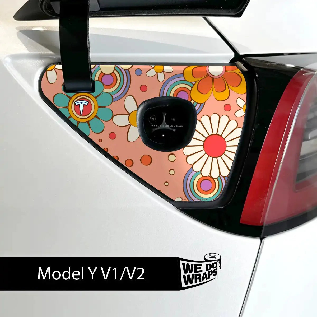 Funky Florals Tesla Charge Port Wrap | Model Y