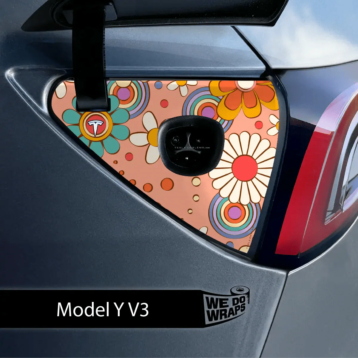 Funky Florals Tesla Charge Port Wrap | Model Y