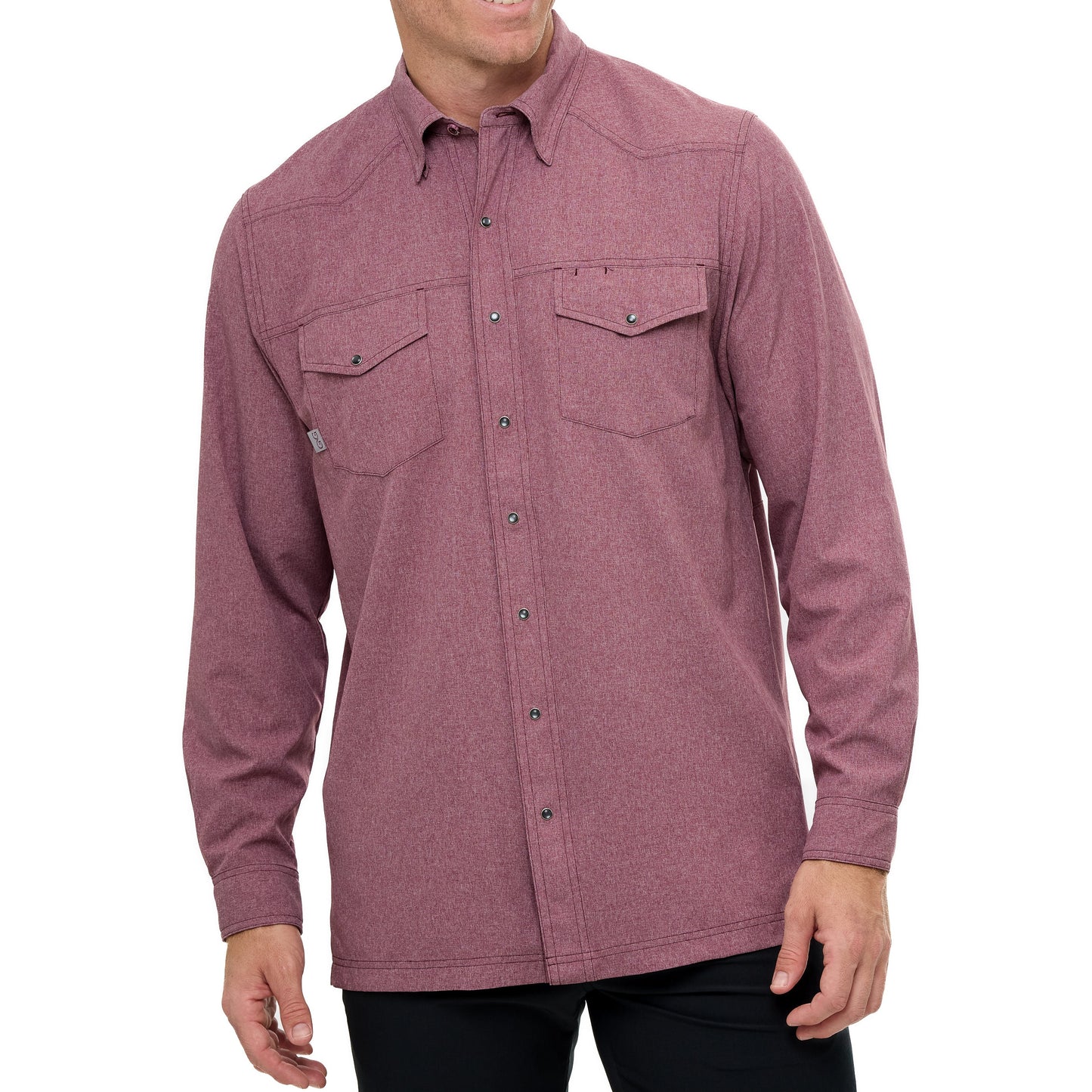 Maroon Pearl Snap Shirt | Long Sleeve